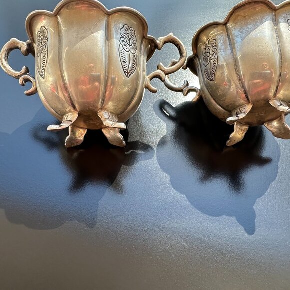 #7766 VINTAGE SILVER CREAM & SUGAR - Picture 1 of 7